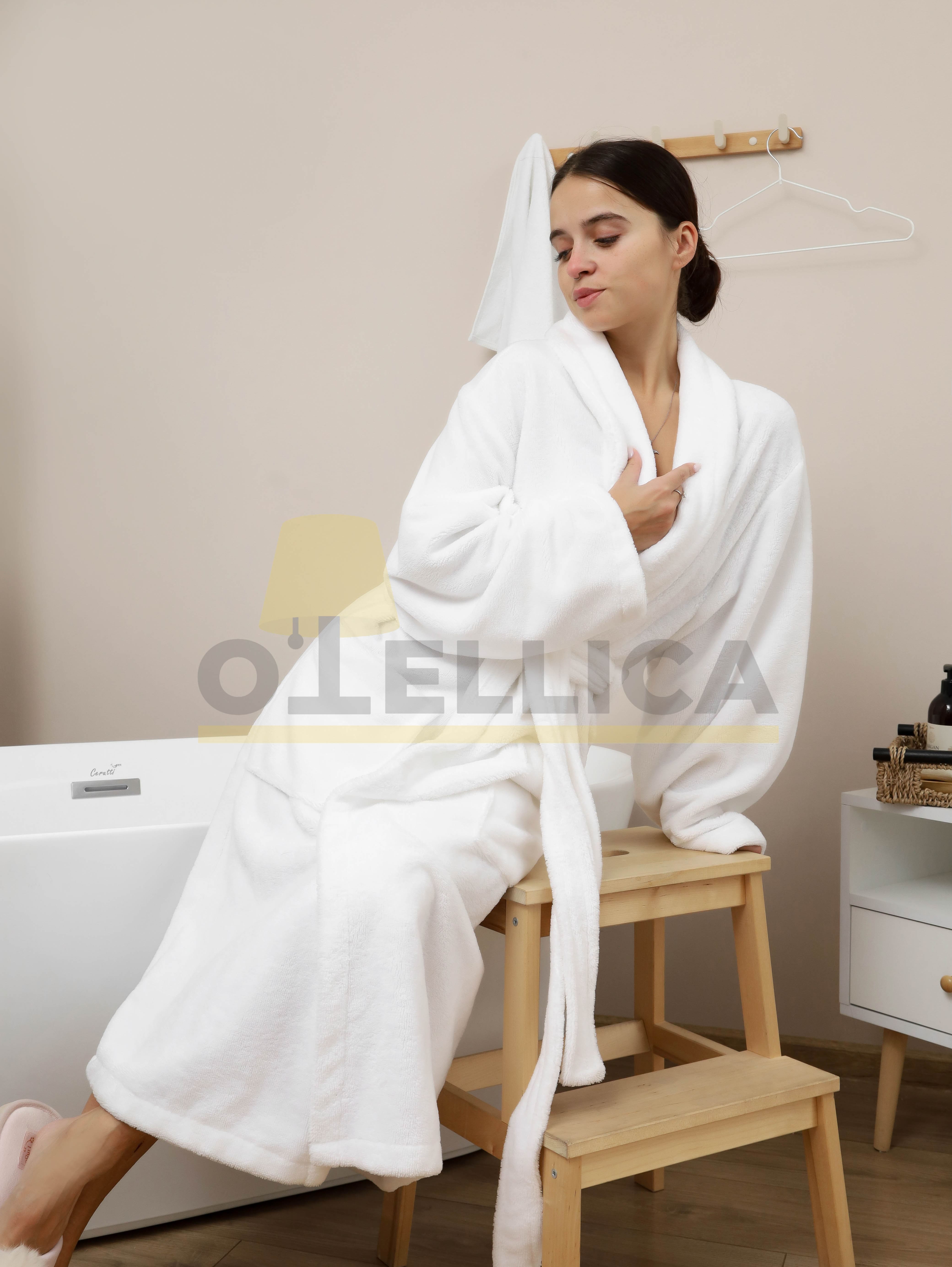 Махрово-велюровый халат белый 330 г/м², для отелей